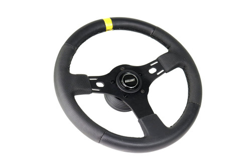 Grant Race GT Steering Wheel w/ Yellow Stripe & Button Bracket Slots - 1075