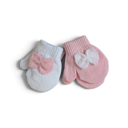 Pesci Pink or White Bow Thumb Mitts 9cm &13cm