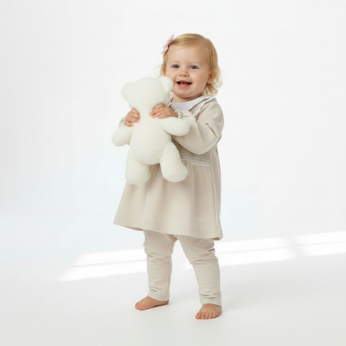 Amore Girls Classic Beige Smocked Tunic Legging Set AM0001B