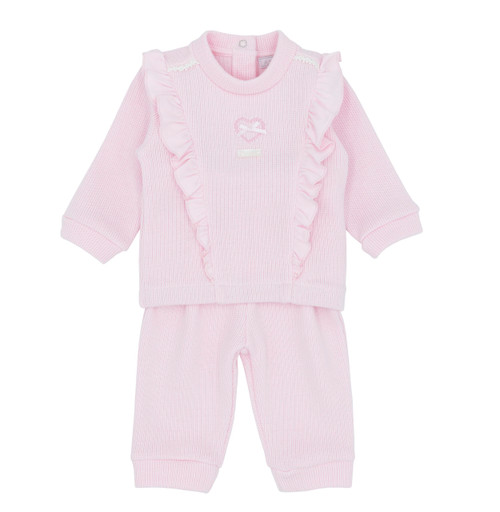Amore Girls Pink Pretty Rib Jog Set AM0035