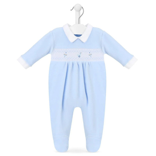 Dandelion Spinning Top & Duck  Smocked Velour Sleepsuit AV2079