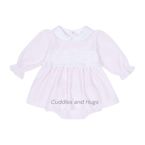 Deolinda Magic Pink Smock Velour  Little Dress & Knickers 25302
