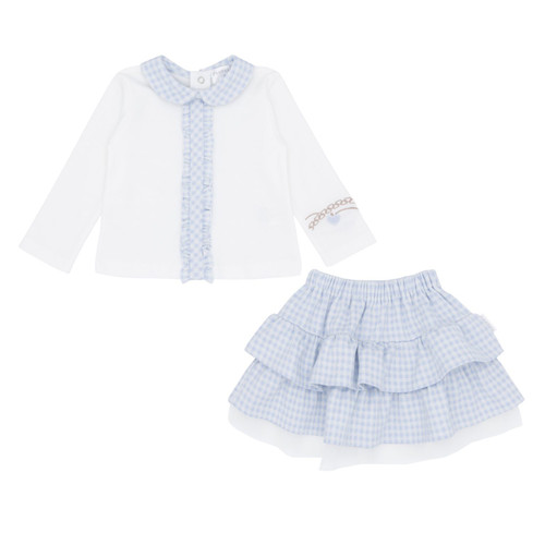 Pastels & Co Blue Beulah Ruffle Top & Skirt with Tulle 311D