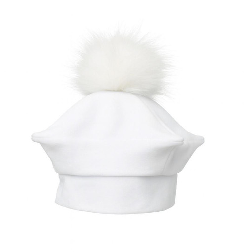 Cutiekins White Velour Fur Pom Star Beret