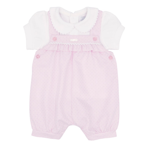 Amore Girls Pink Classic Dot T Shirt & Dungaree AM0093