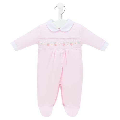 Dandelion Pink Strawberry Smocked Sleepsuit AV2081