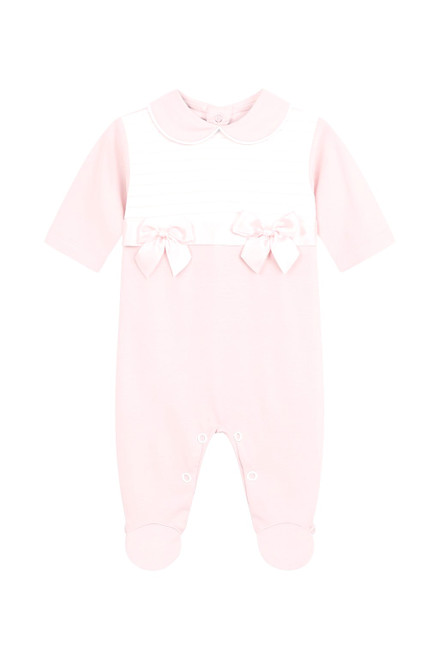 Kleo Baby Pink Satin Bow Sleepsuit K15P