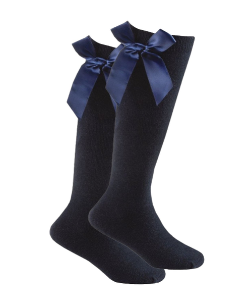 Back to School Navy Socks with Bow