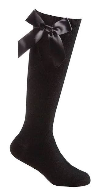 Back to School Black Socks with Bow”