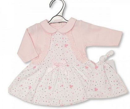 Tiny Baby Premature Baby Girls Dress with Bow and Hat - Hearts