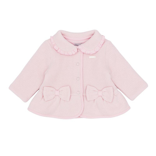 Amore Girls Pink Ribbed Bow Jacket AM0127