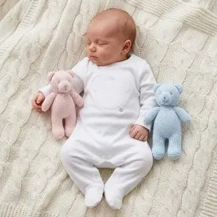 Blues Baby White Velour Teddy Bear Sleeper with Bear on Bottom BB1109