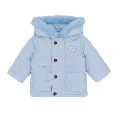 Blues Baby Boys Blue Fur Hood Jacket BB3245