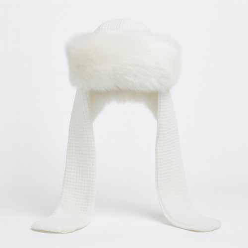 Kinder Winter White Russian Hat with Fur Trim CT29W