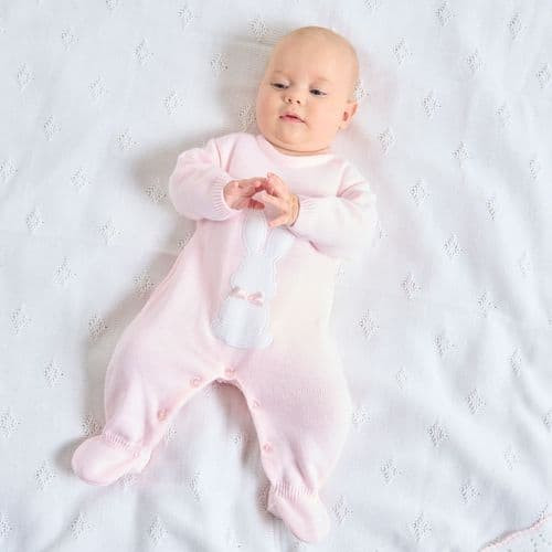 Dandelion New Pink Bobtail Bunny Knitted Onesie A4423P Dandelion New Pink Bobtail Bunny Knitted Onesie A4423P