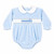 Kleo Blue Train Smocked Velour Romper