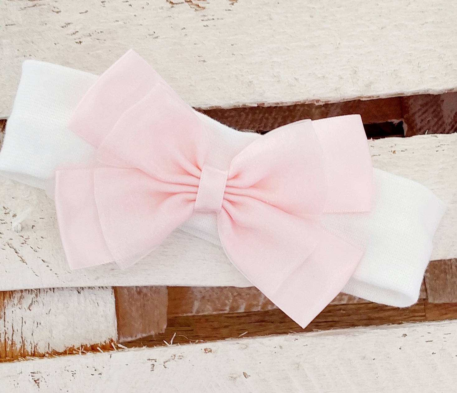 Kinder White with Pink Bow Headband