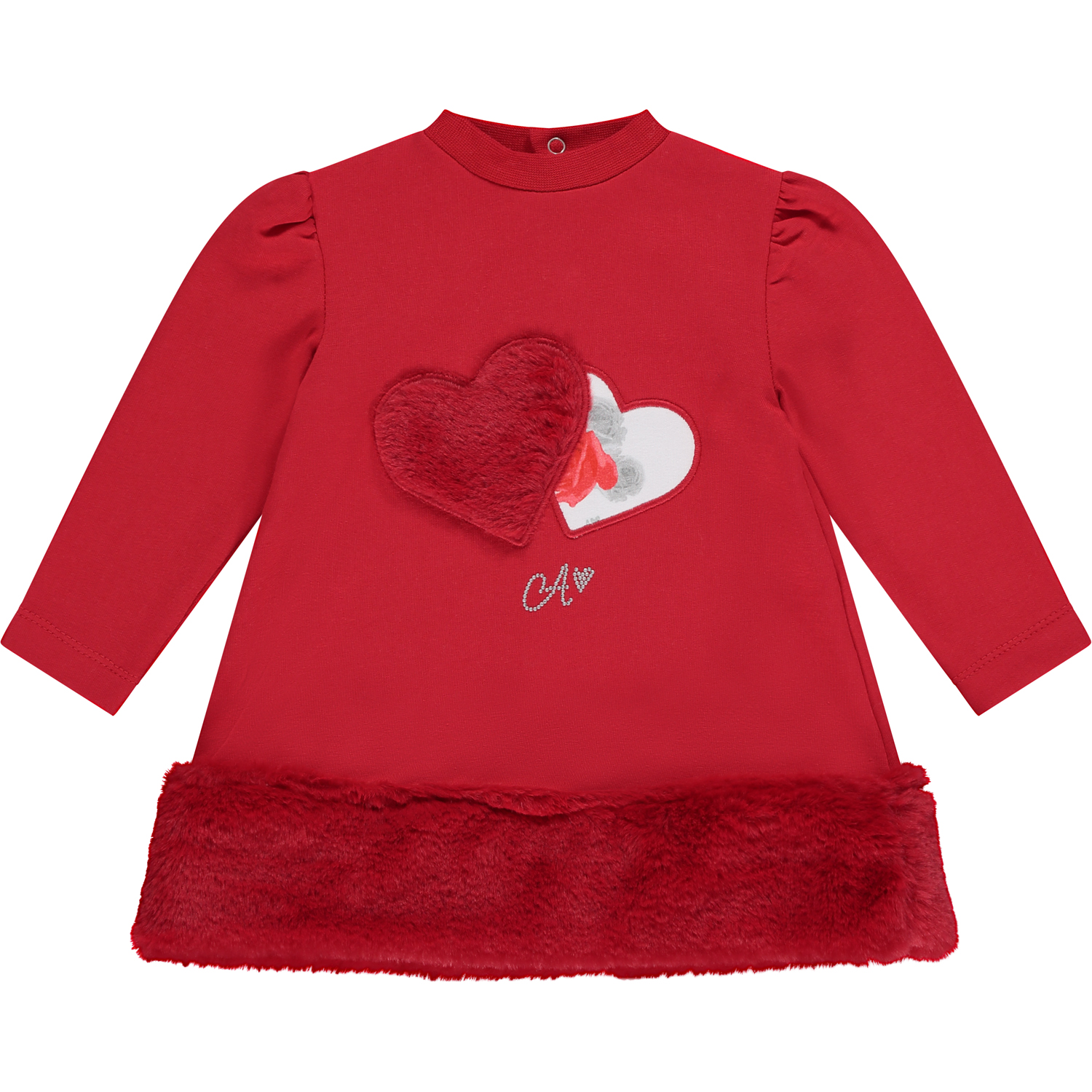 Little A Dee Fern Red Faux Fur Trim Dress 22414