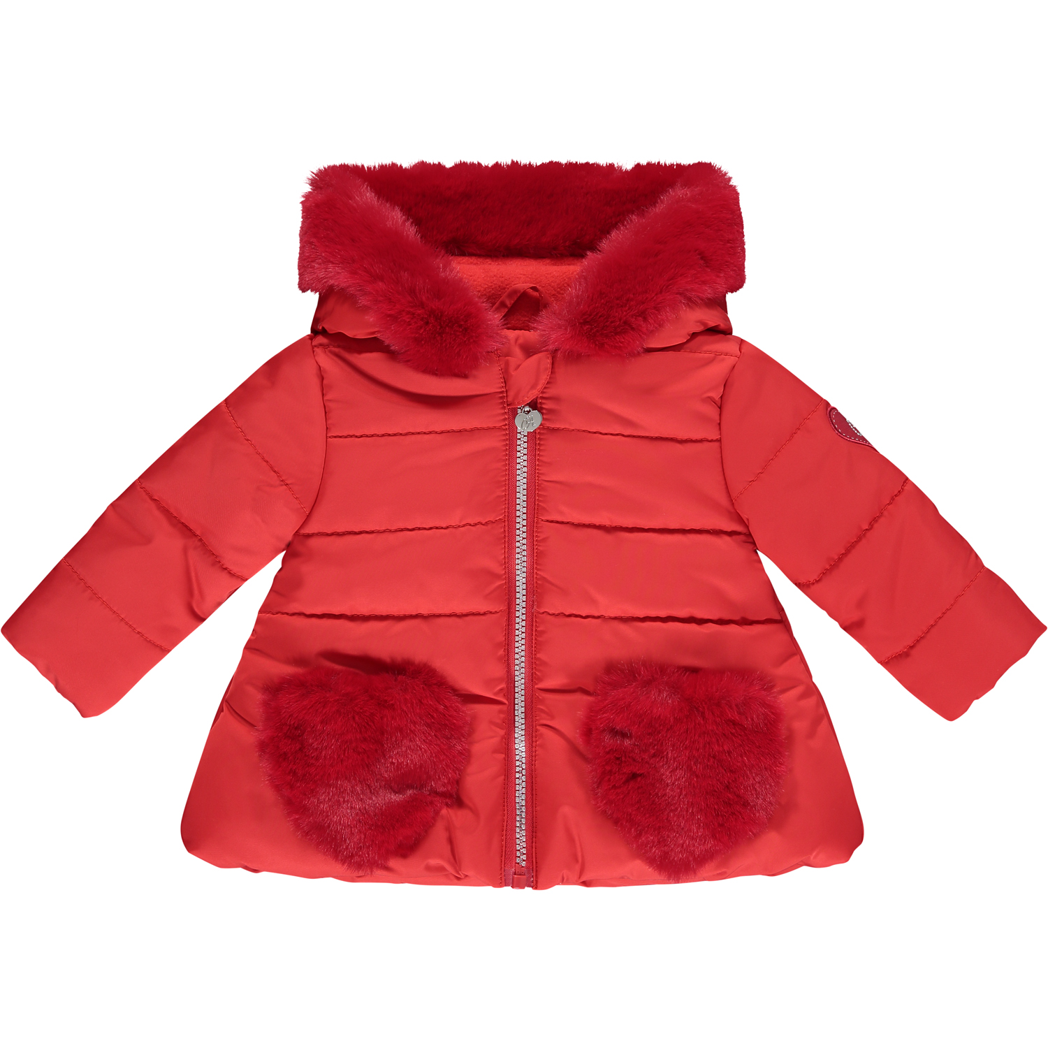 Little A Dee Flora Red  Faux Fur Heart Pocket Jacket 22400