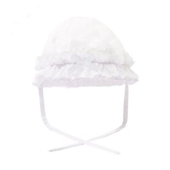 Soft Touch White Zig Lace Summer Hat with Bow
