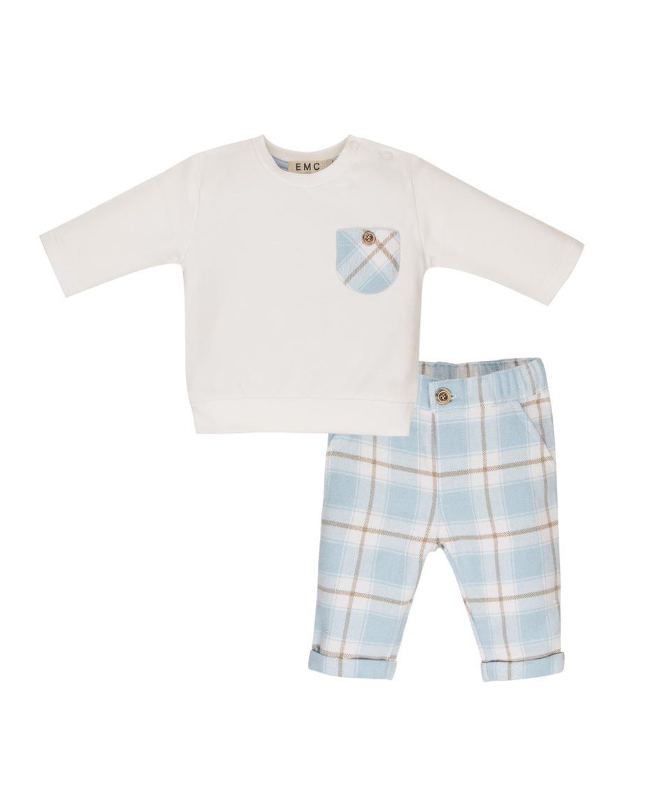 EMC Pale Blue Check Trouser and Top CO3118