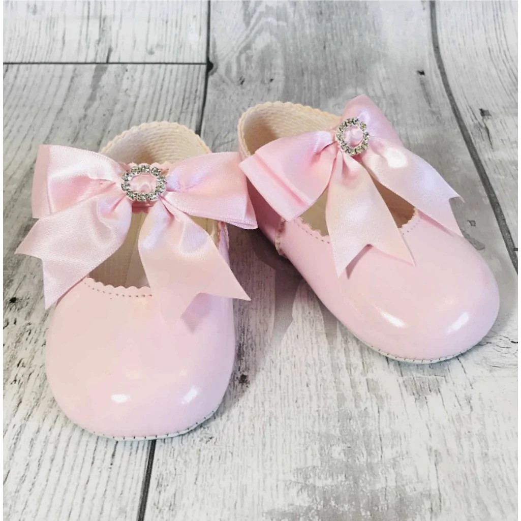Baypods Pink  Satin Bow Diamante Soft Shoe