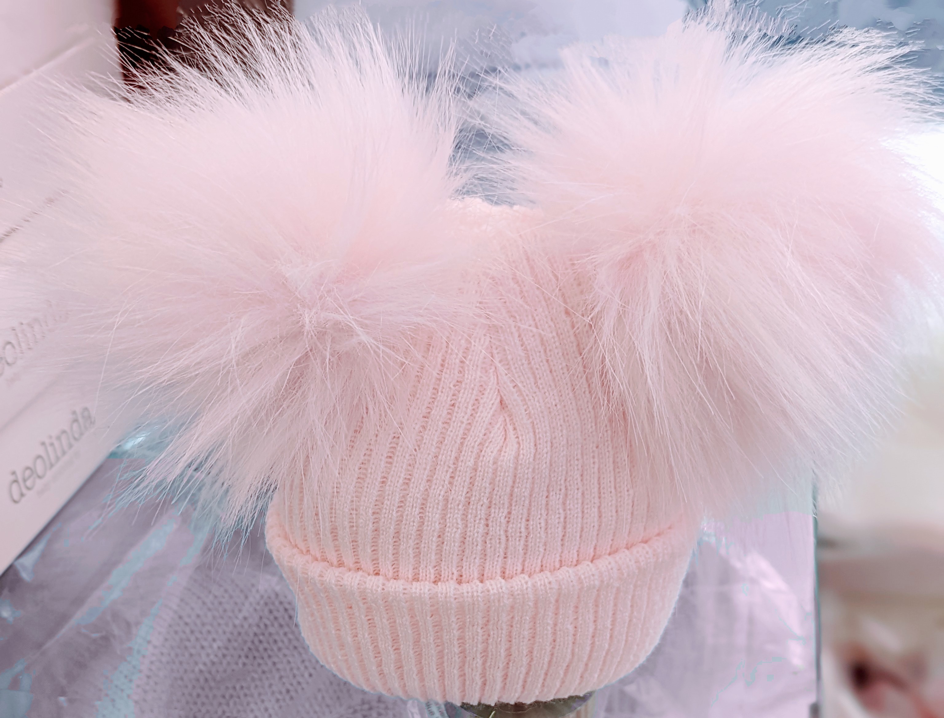 Kinder 1st Size Pink Double Pom Pom Hat CT91