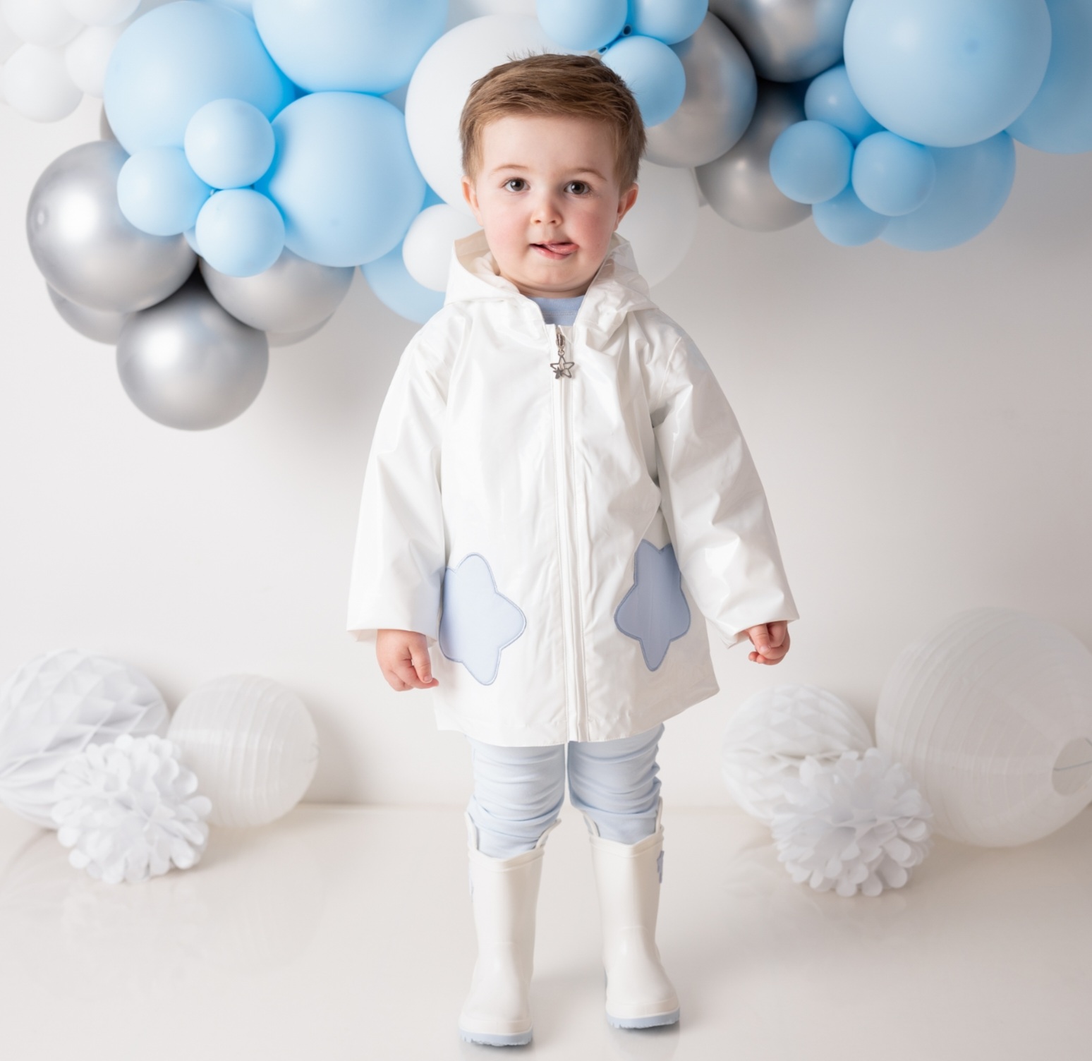 Little Lads and Ladies Blue Fleeced Rain Jacket