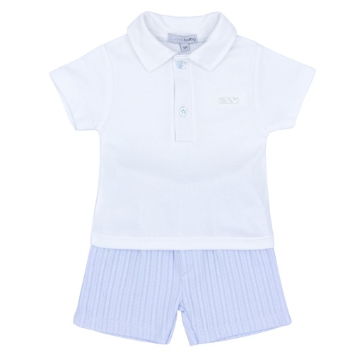 Blues Baby Fine Cable Jacquard Short  Poloshirt Set BB0658