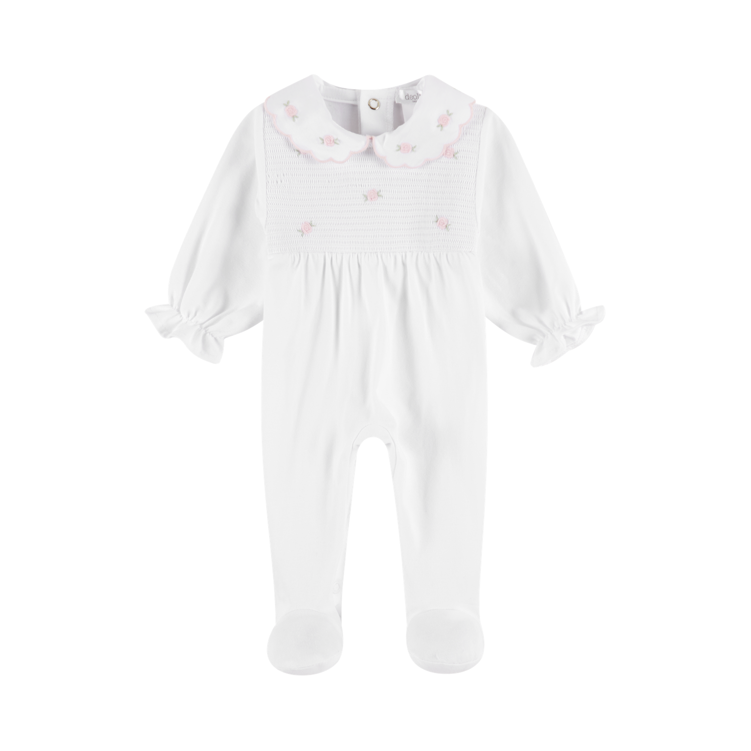 Deolinda White Floral Smock Onesie 23309