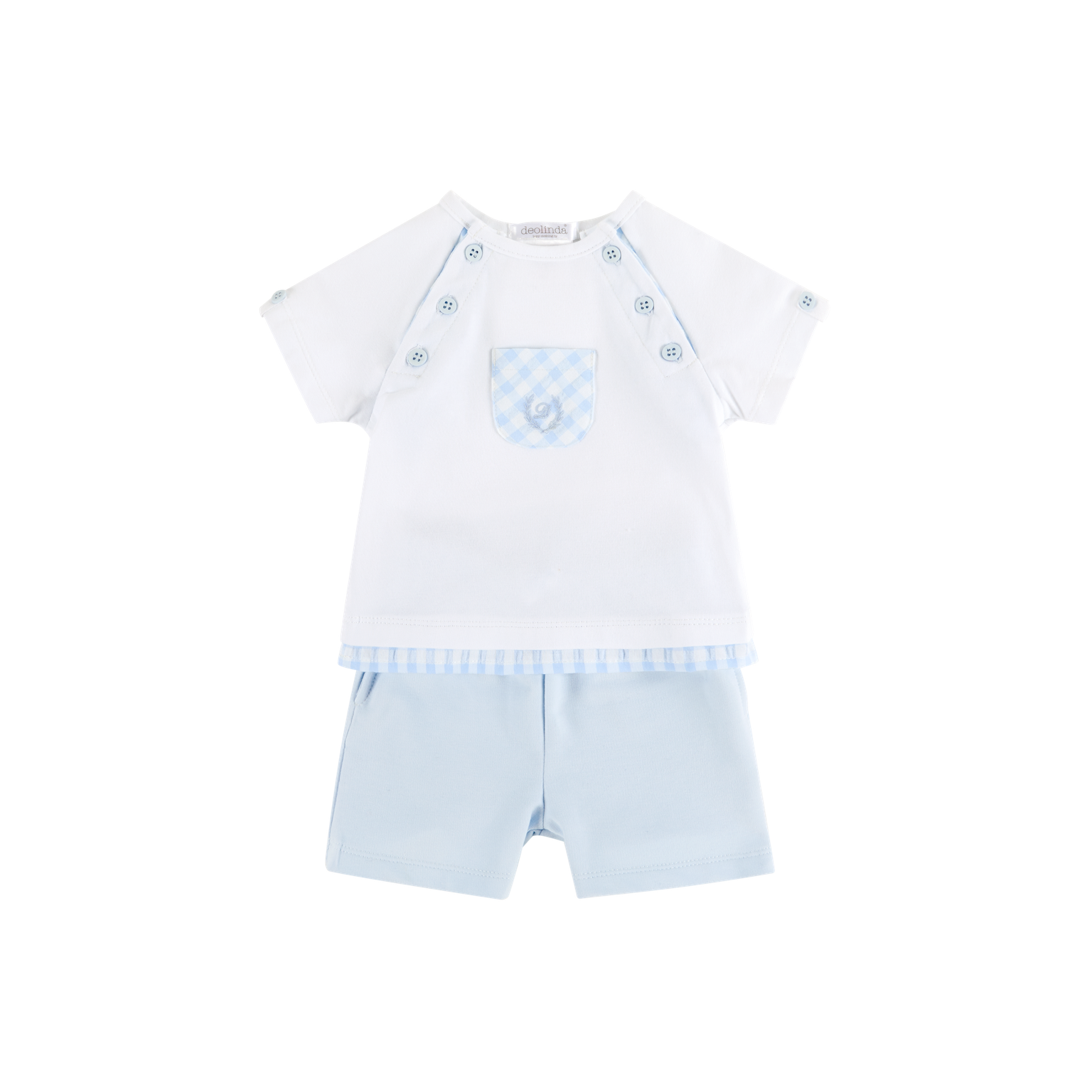 Deolinda Boys Check and Button Detail Short Set 236407