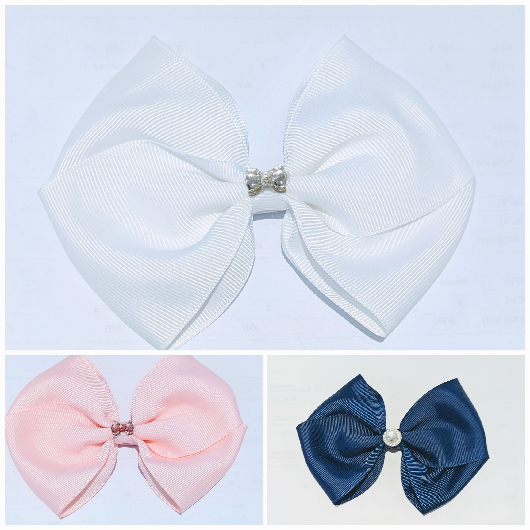 Hair Clip  Bow Classic with Diamante Large