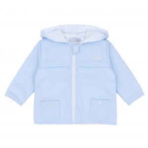 Blue Boys Blue Hooded Pique Woven Jacket with Zipper and Pockets BB0662