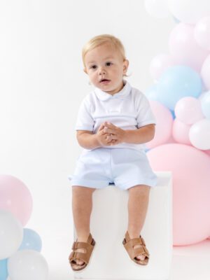 Blues Baby Pique Short and Collared T Shirt with Piping Detail BB0660