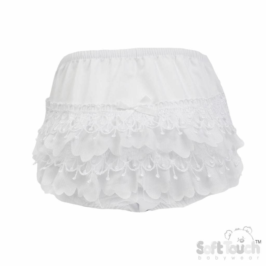 Soft Touch White Bell Lace Frilly Pant P26