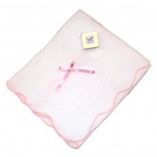 Bee Bo White Blanket with Pink Detail and Bow