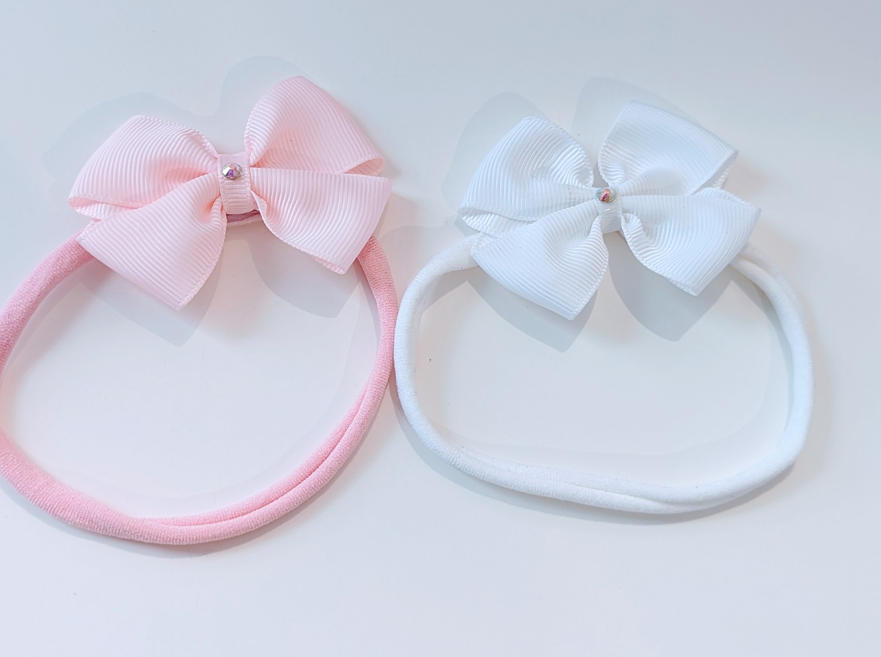 Newborn Bow Headband Pink- White