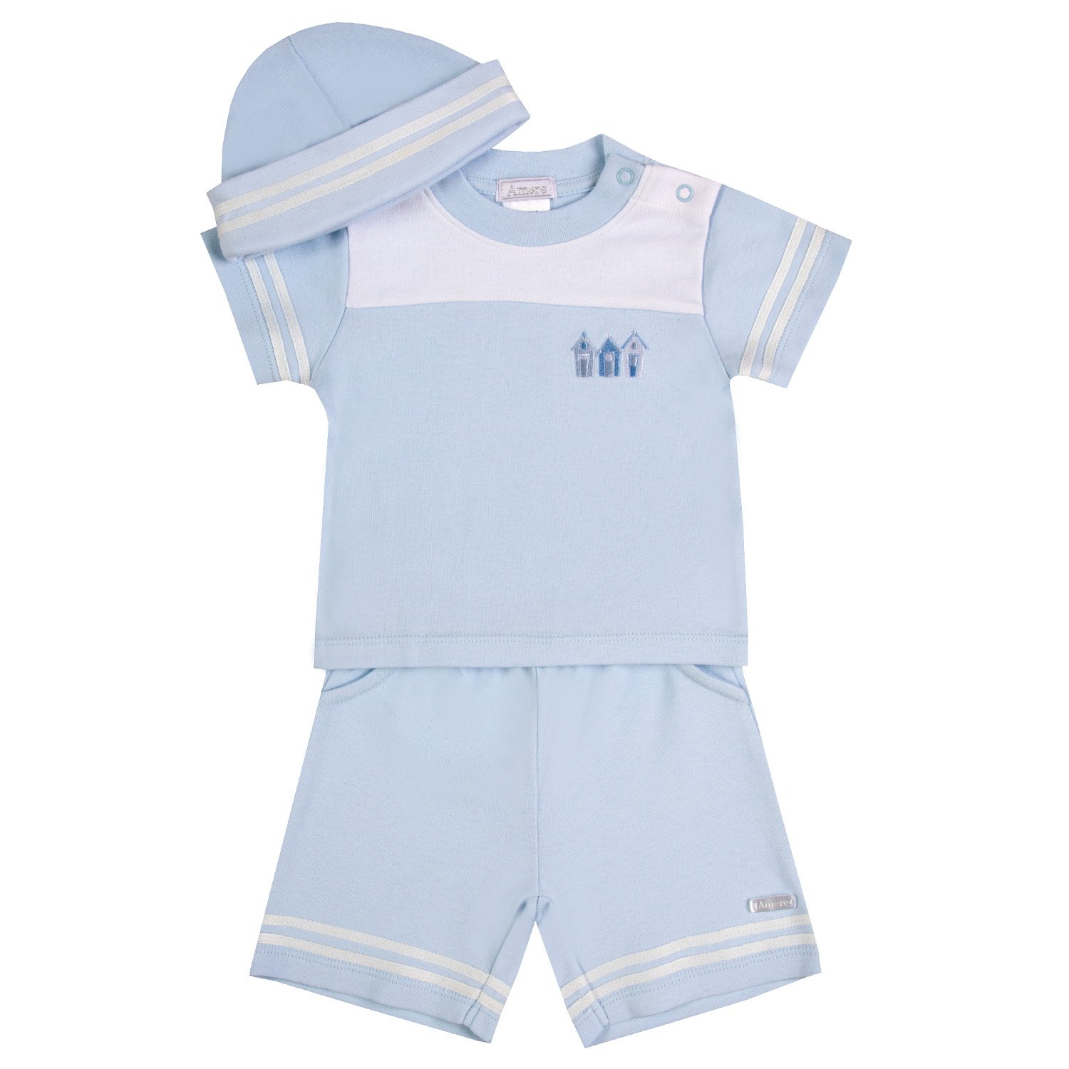 Amore Beach Hut Shirt Short and matching Hat 4048