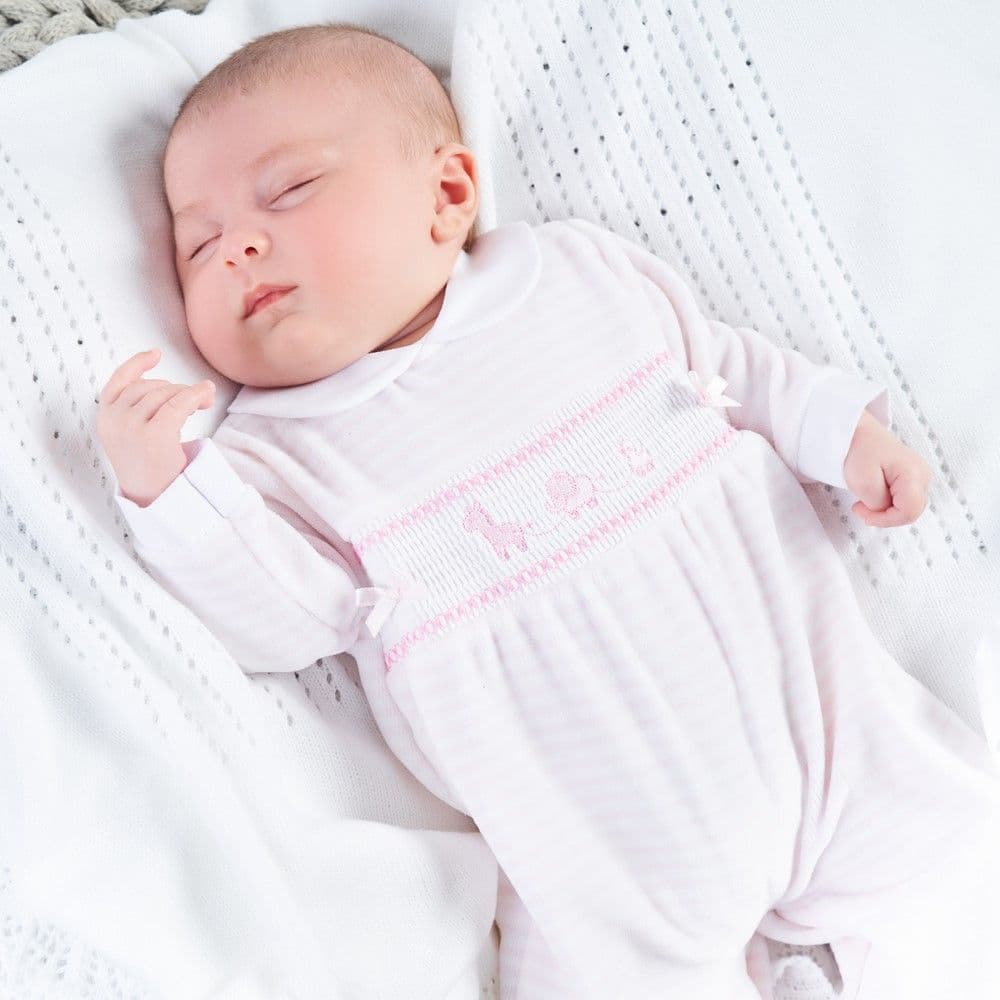 Dandelion Pink and White Stripe Velour Onesie AV2501