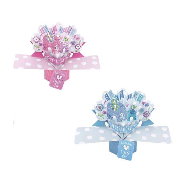 New Baby 3D Pop up Card Pink/Blue