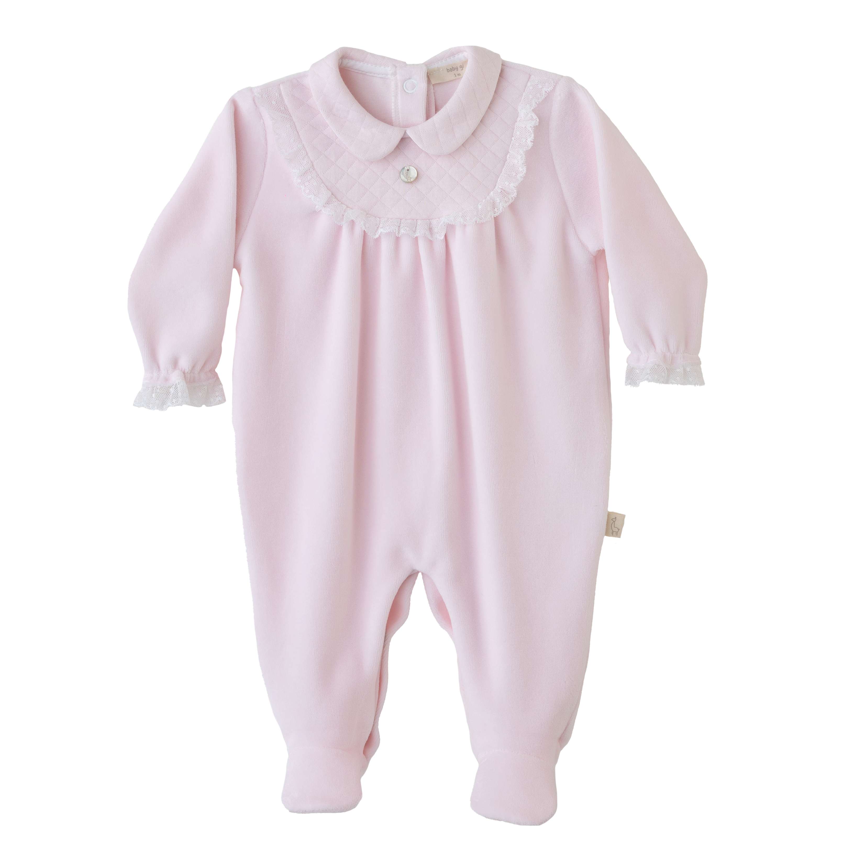 Baby Gi Velour Pink with Lace Detail BG554G