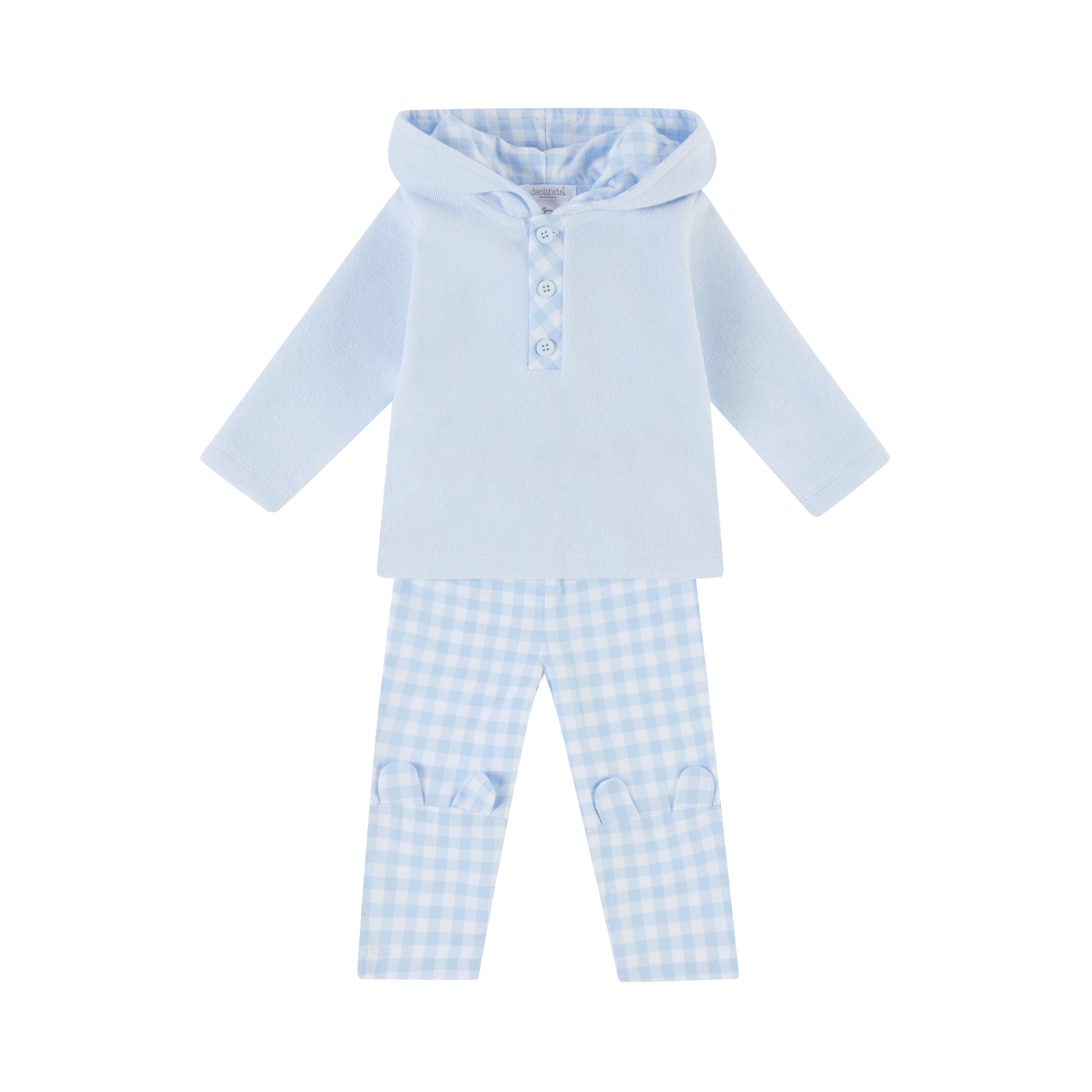 Deolinda Blue with Check Detail Hooded Top Set 236602