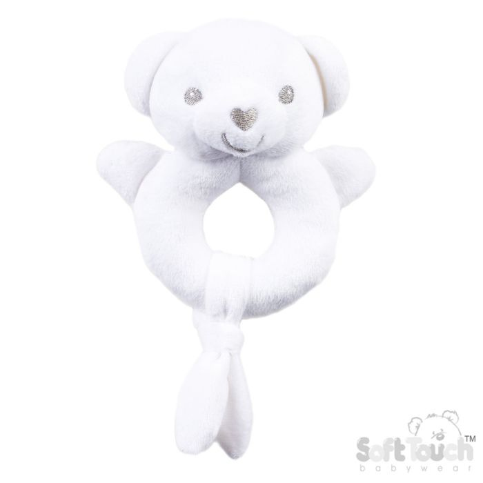 Soft Toch Eco Recycled White Bear Rattle ERT60