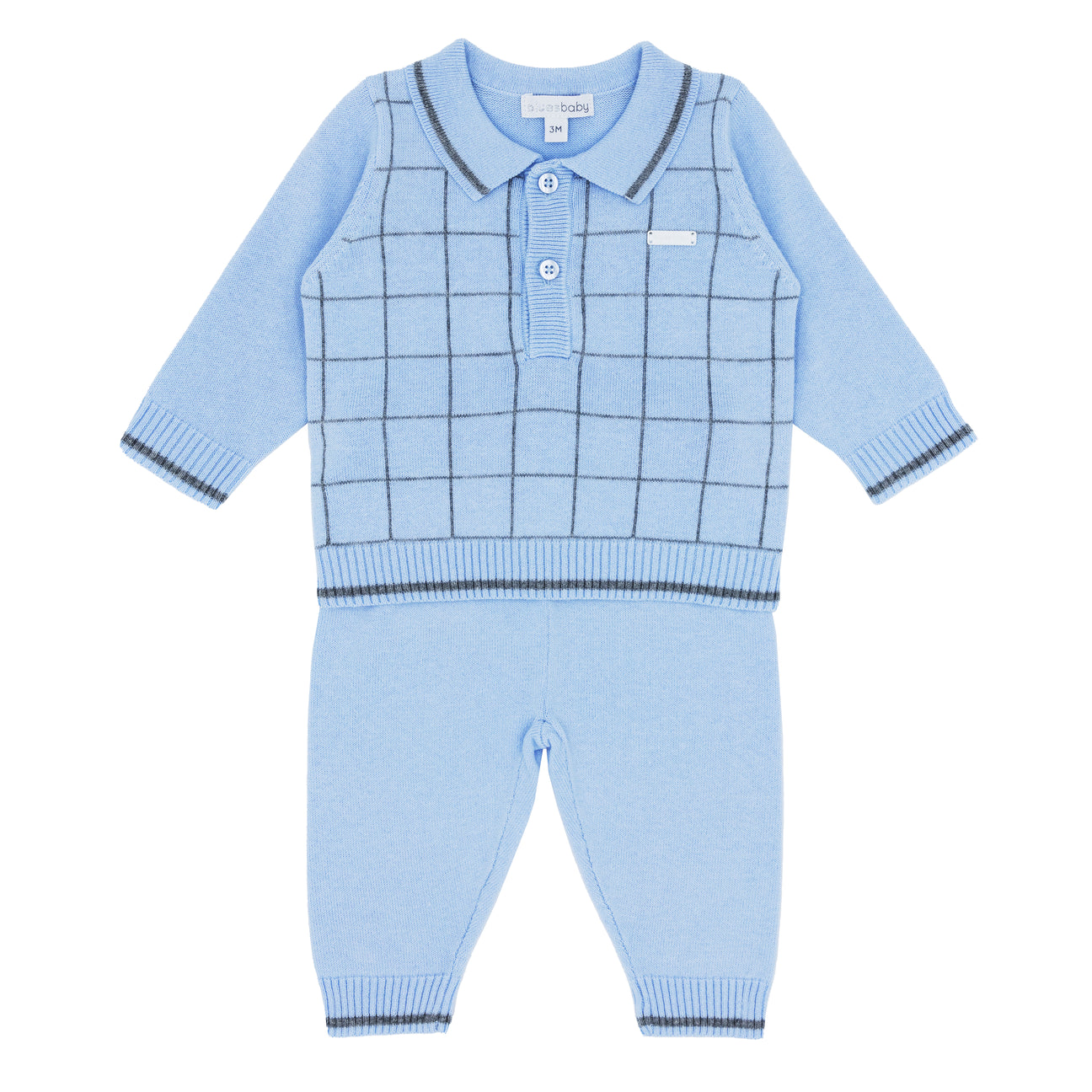 Blues Baby Boys Blue Contrast Square Kitted  Set  BB0877