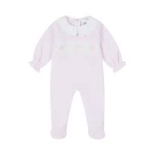 Deolinda Pink Sleepsuit with Rosebud detail