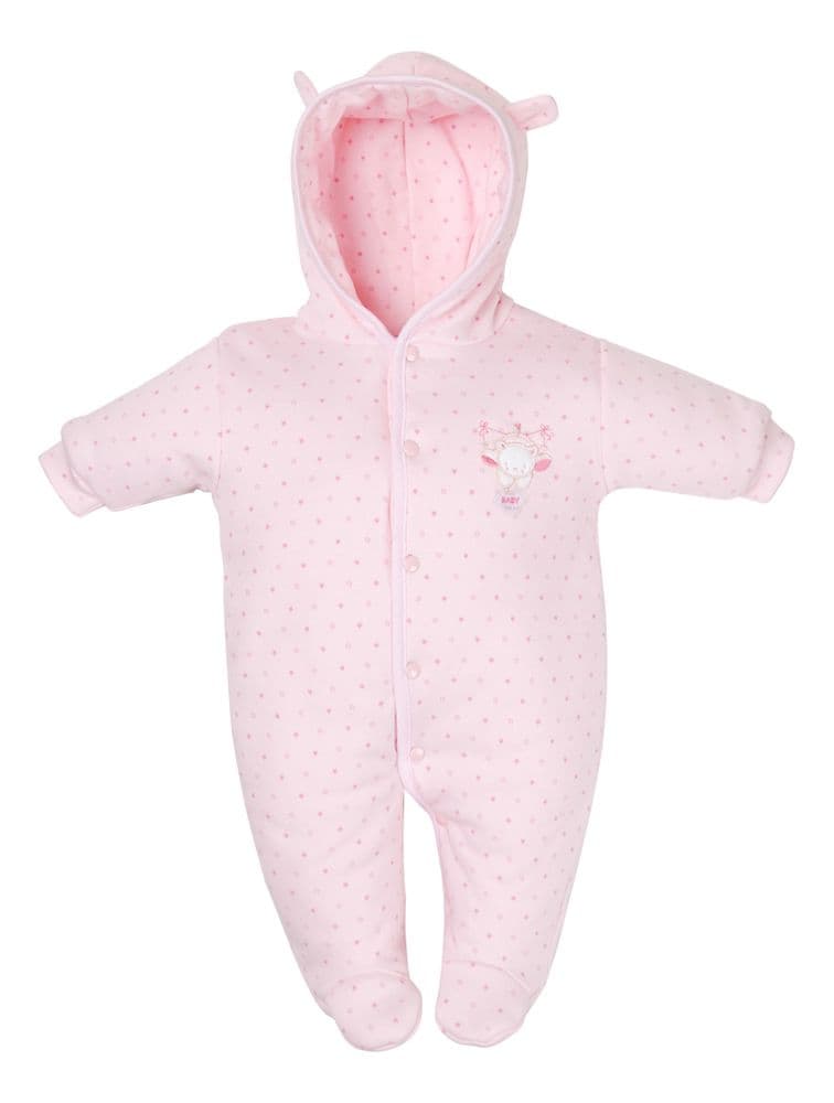 Dandelion Tiny Bear Pink Cotton Pramsuit