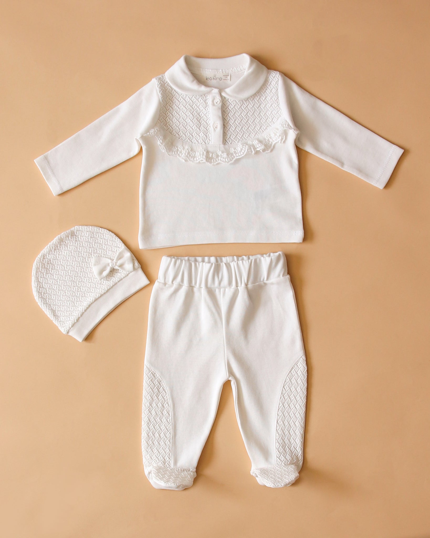 Leoking Ivory Cotton with Frills and Hat 12402