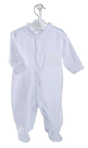 Dandelion White Rocking Horse Velour Sleepsuit AV1210