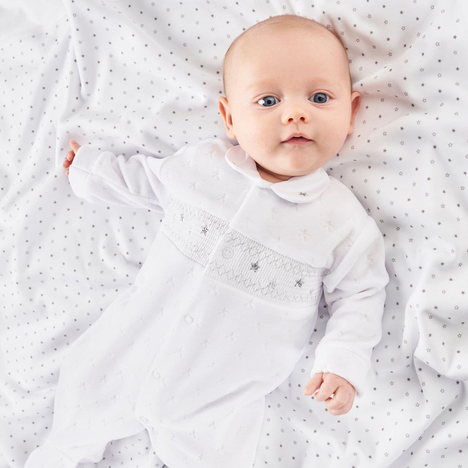 Dandelion White Star Jaquard  Onesie AV2503