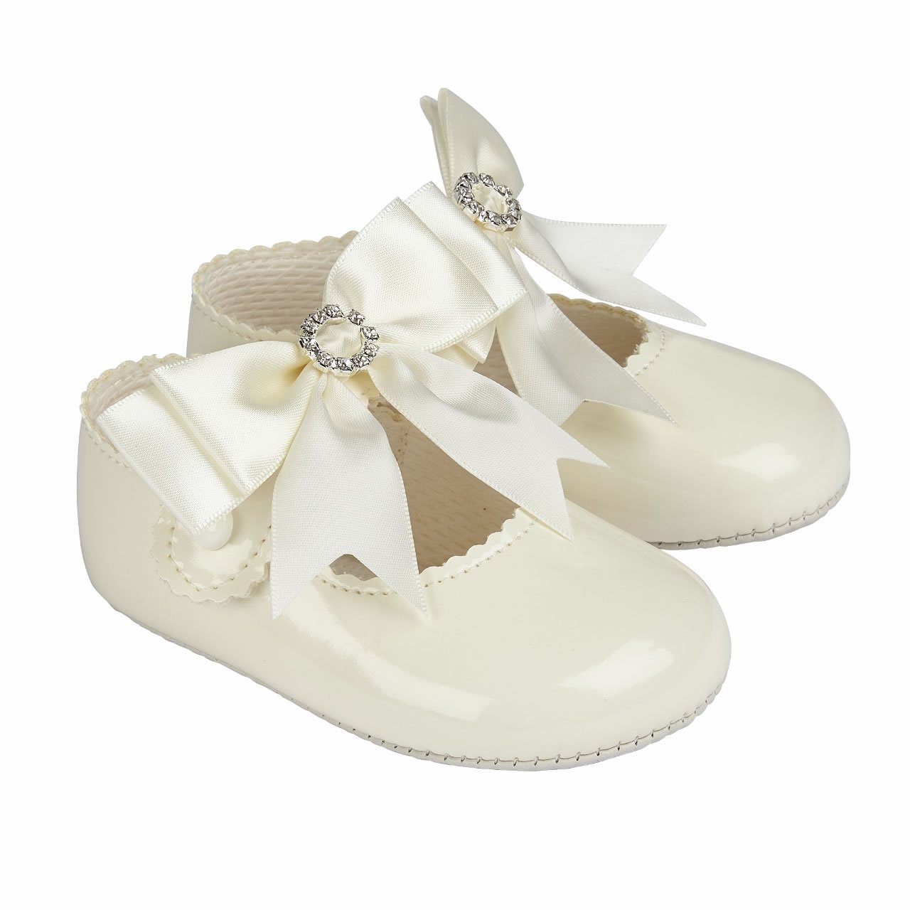 Baypods Cream Satin Bow Diamante Soft Shoe